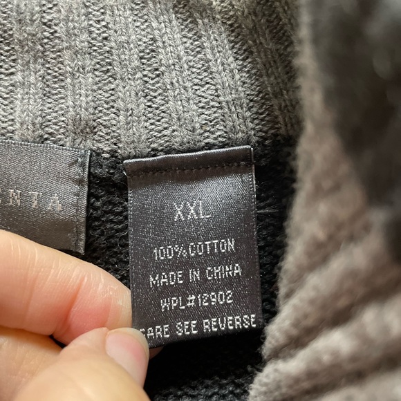 Oscar De La Renta pullover full zip sweater. Mens size XXL. Gray 100% cotton - Picture 4 of 6